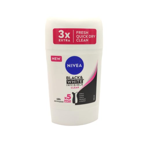 NIVEA Stick Deo 50ml Black&White Clear [GB,CZ,SK,HU,HR,BIH,SRB,MNE,SLO,RO,BG]