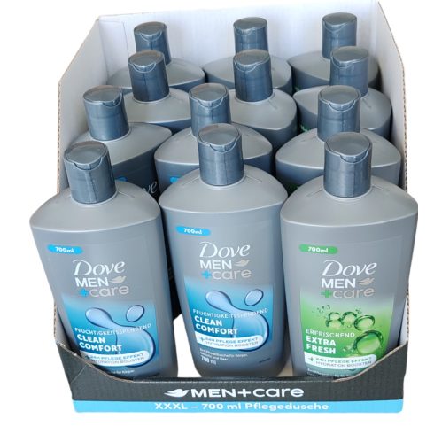 Dove Men tusfürdő / Shower gel DISPLAY 12x700ml (6xExtra Fresh+6xClean Comfort) [DE,AT,CH]