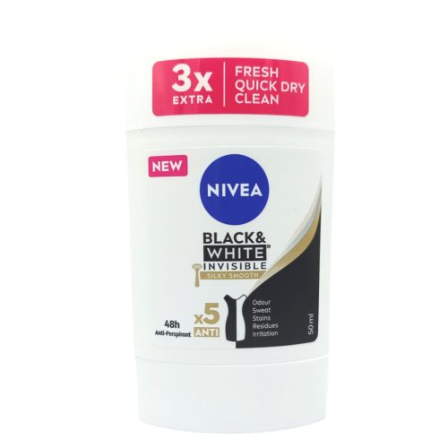 NIVEA Stick Deo 50ml Black&White Invisible Silky Smooth [CZ,HU,SK,HR,BIH,SRB,MNE,SLO,RO,BG]