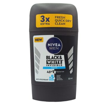   Nivea Stick Men 50ml B&W Invisible Fresh / Nivea férfi stift [CZ,SK,HU,SRB,MNE,HR,BIH,SLO,RO,BG]