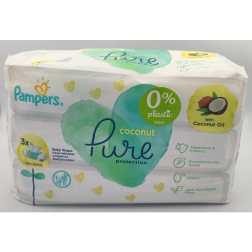 Pampers Baby Wipes Pure With Coconut Oil  3x42pcs